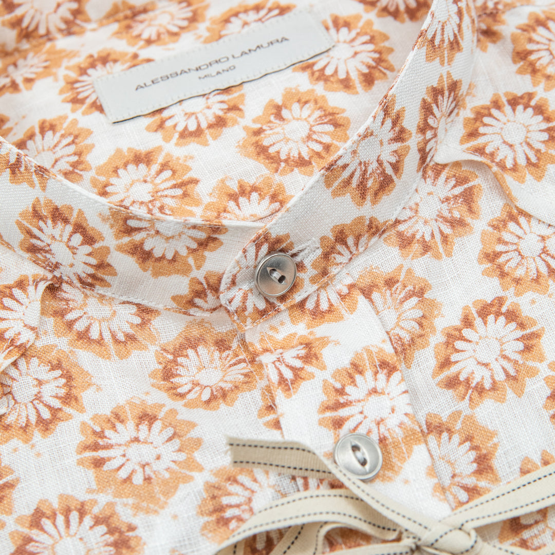 Orange Floral Pattern Shirt