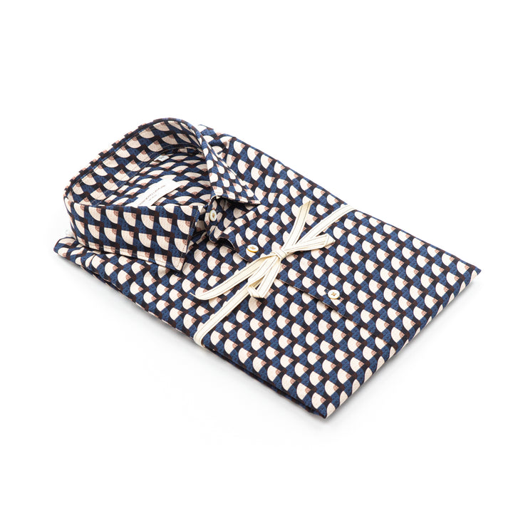 Camicia Geometrica Blu e Cammello