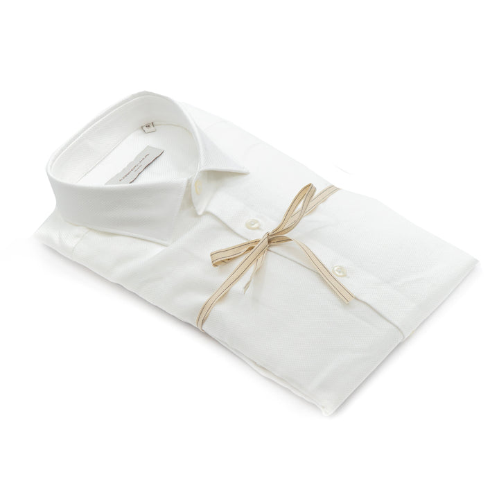 Camicia Tessuto Piqué Bianco Ottico