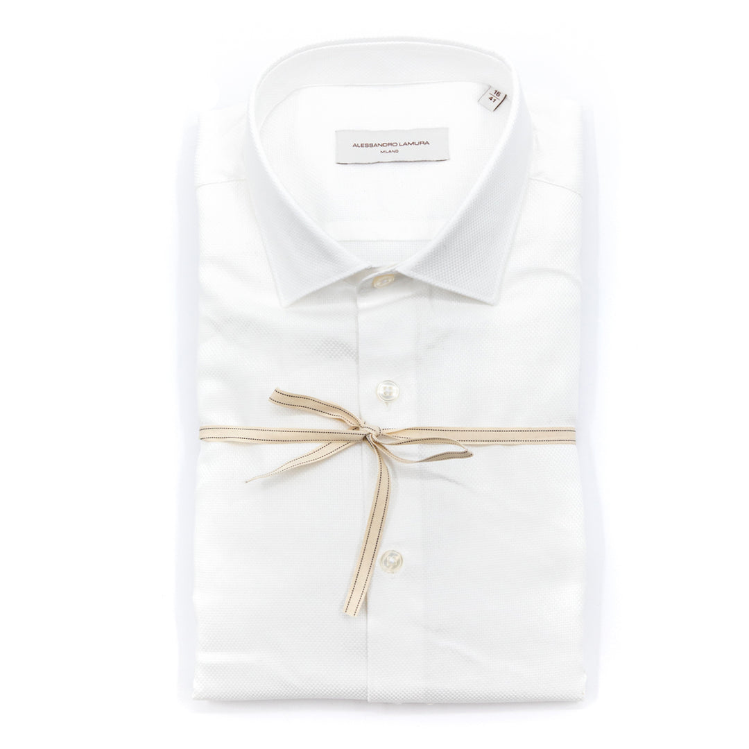 Camicia Tessuto Piqué Bianco Ottico