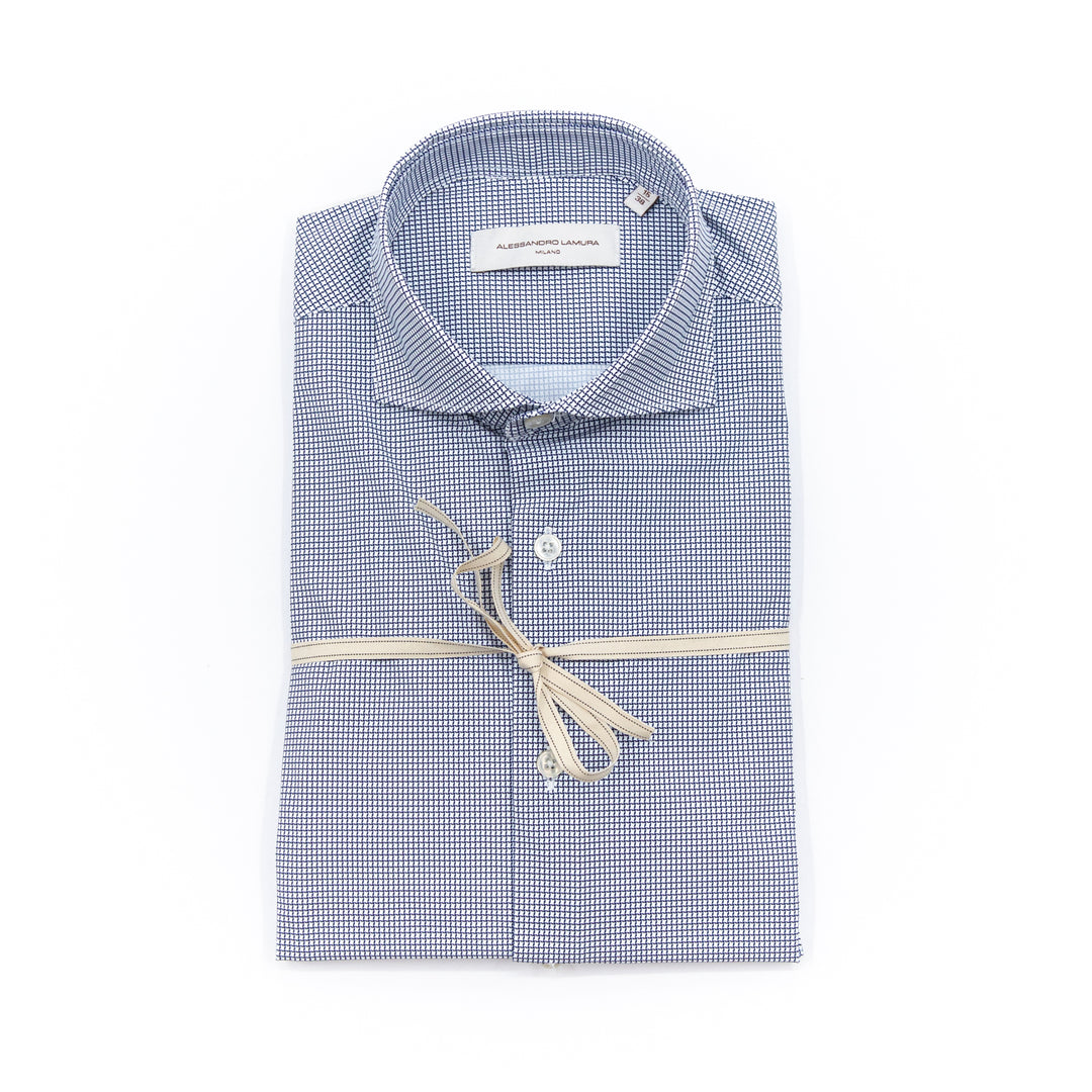 Camicia Micro Fantasia Blu