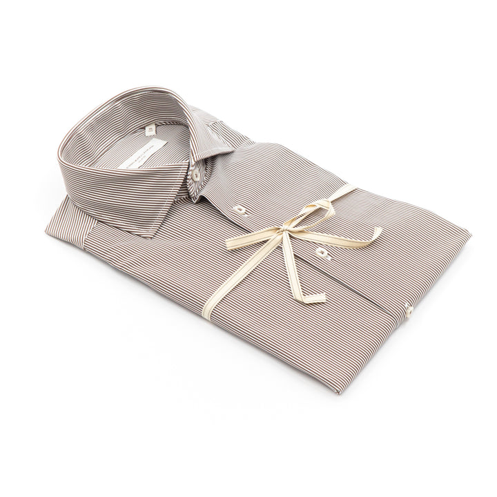 Camicia a Righe Marroni e Bianche