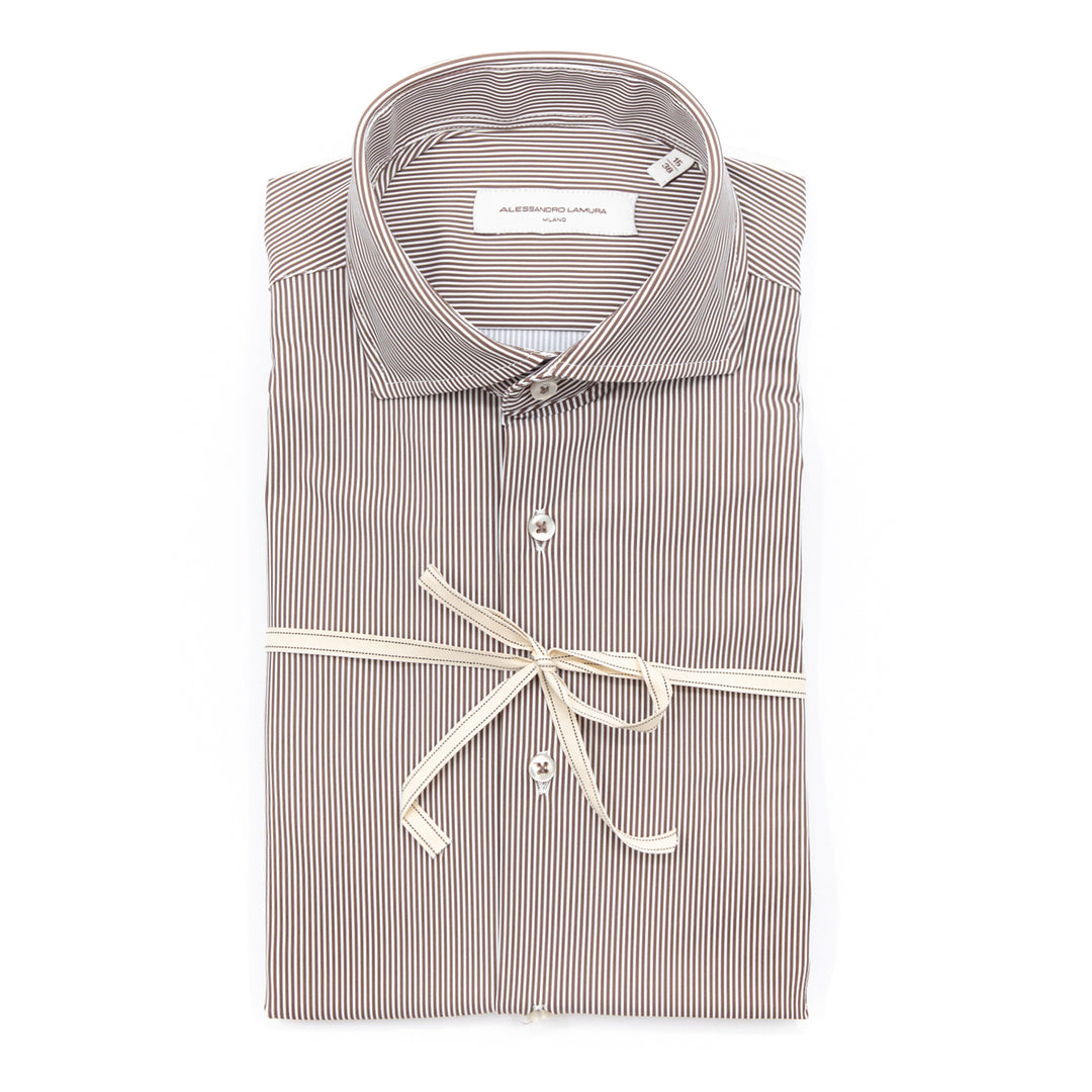 Camicia a Righe Marroni e Bianche