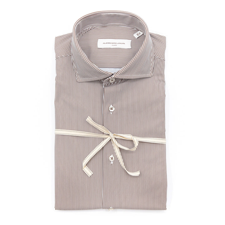 Camicia a Righe Marroni e Bianche