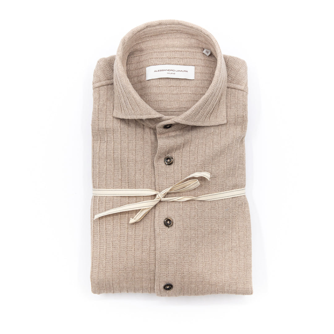 Camicia-Giacca in Maglia Beige
