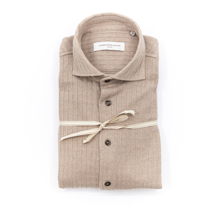 Camicia-Giacca in Maglia Beige