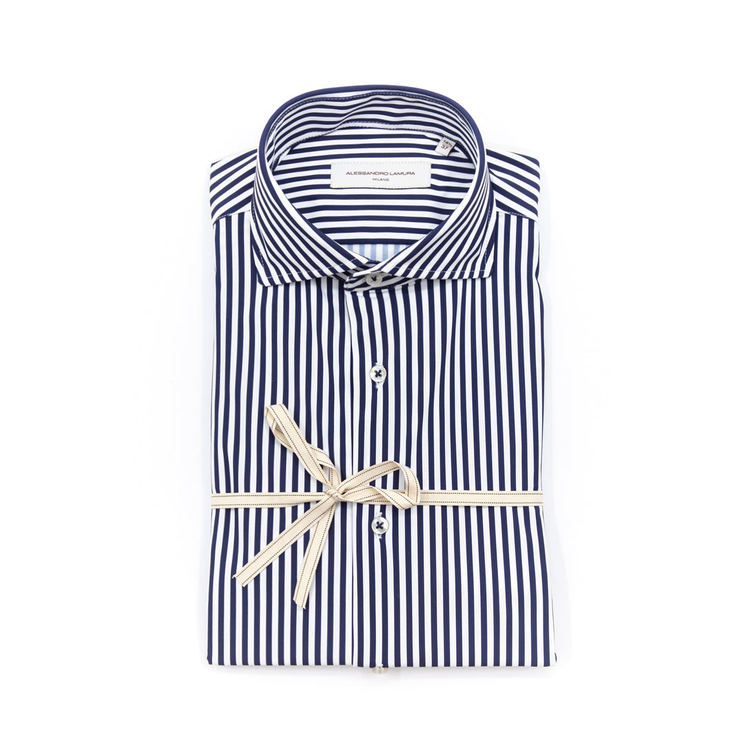 Camicia a Righe Blu Navy e Bianche