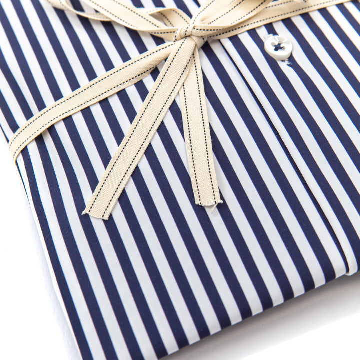 Camicia a Righe Blu Navy e Bianche
