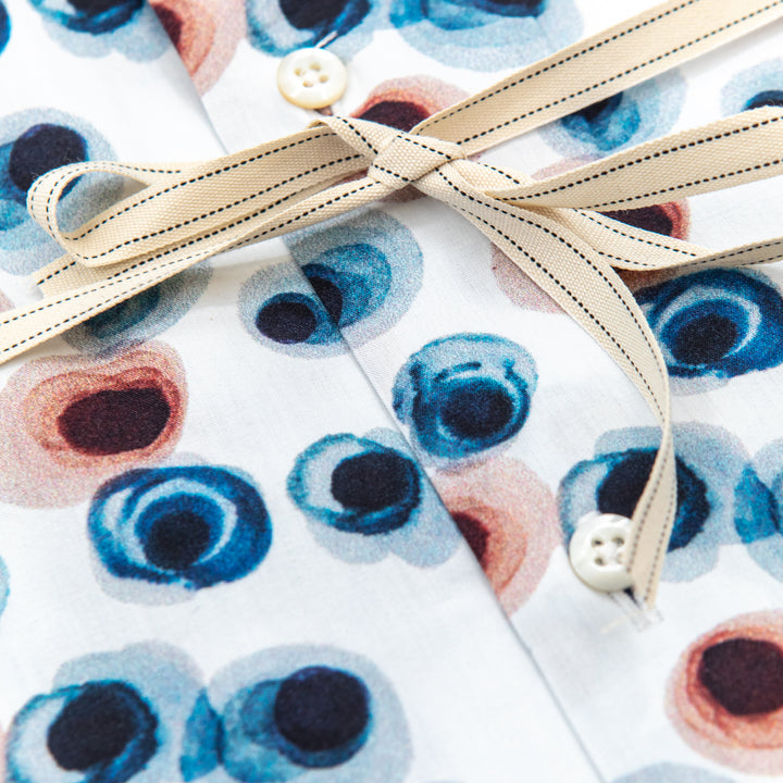 Camicia Fantasia Geometrica nei Toni Blu e Terracotta
