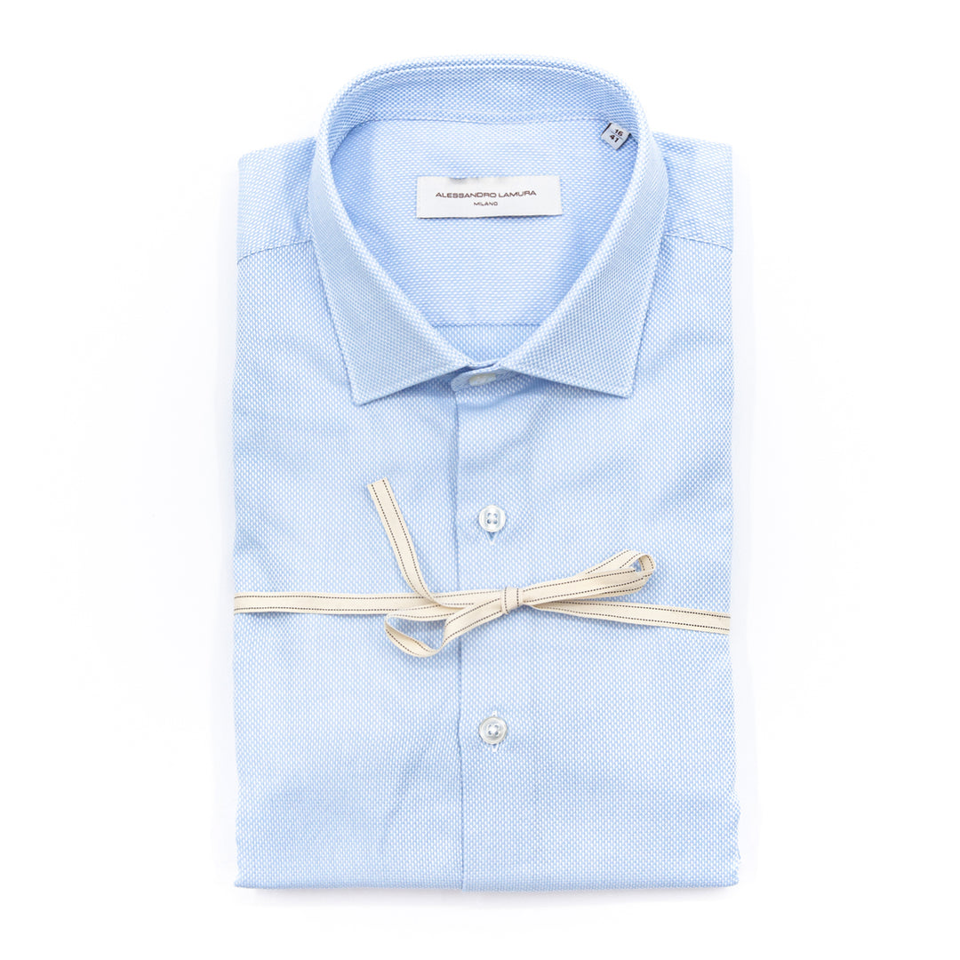 Camicia Tessuto Piqué Azzurro