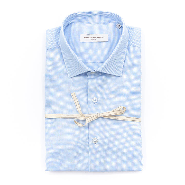 Camicia Tessuto Piqué Azzurro