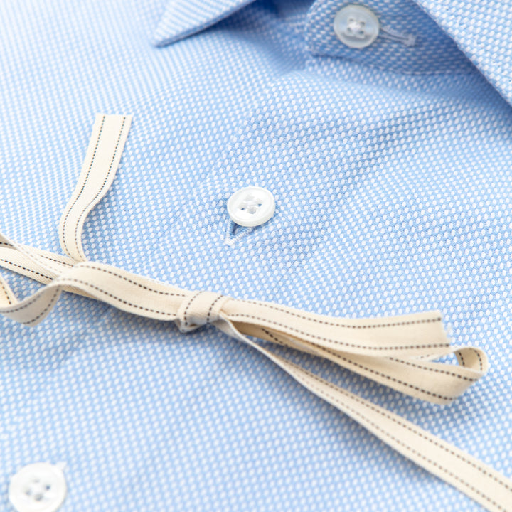 Camicia Tessuto Piqué Azzurro