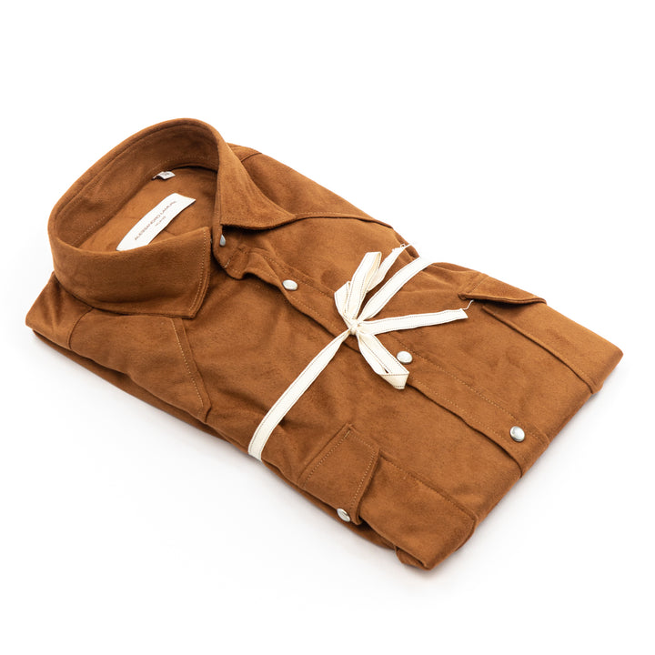 Camicia-Giacca in Suede Caramello