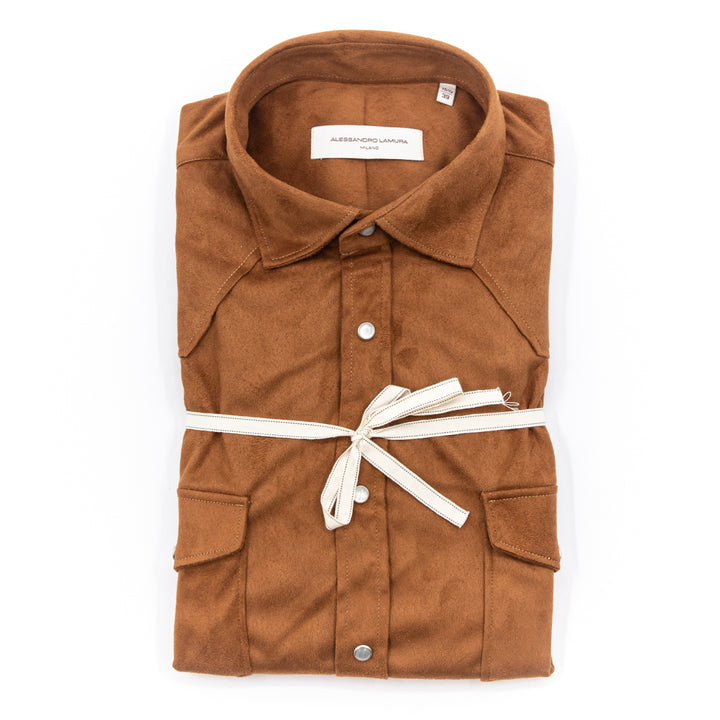 Camicia-Giacca in Suede Caramello