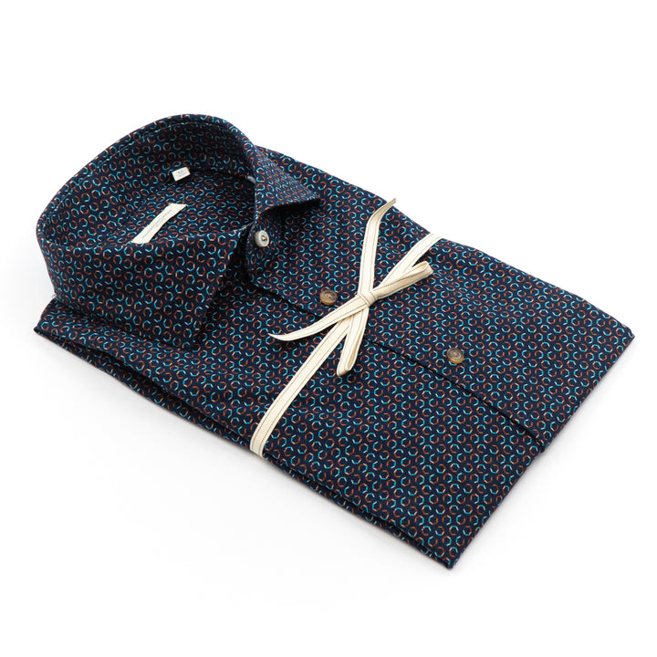 Camicia Fantasia Esagonale Blu