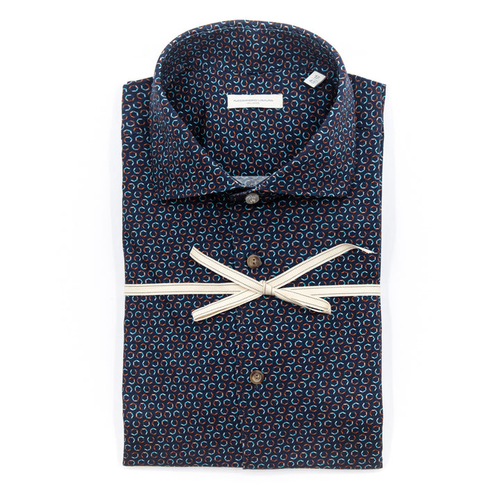 Camicia Fantasia Esagonale Blu