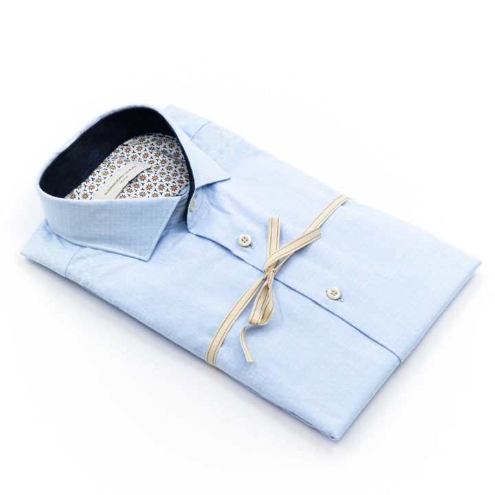 Camicia Azzurra Micro Fantasia