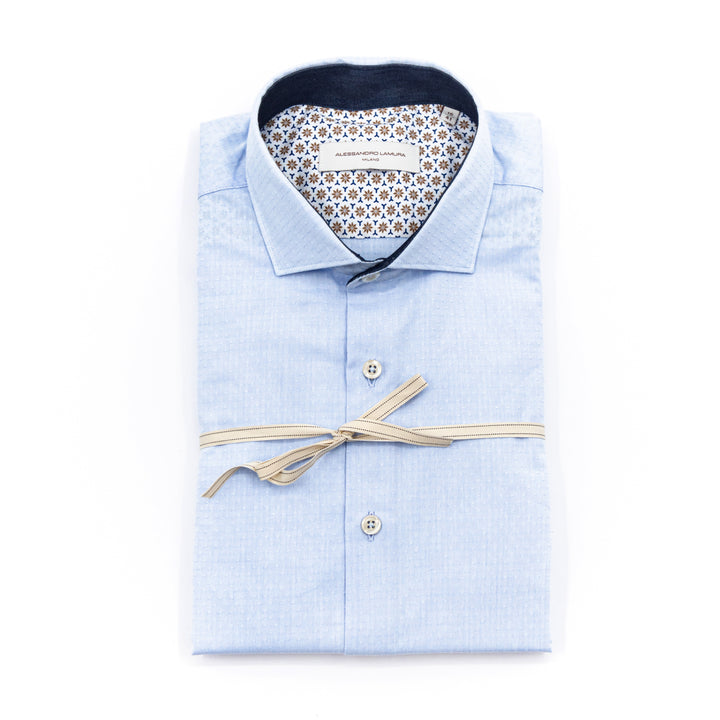 Camicia Azzurra Micro Fantasia