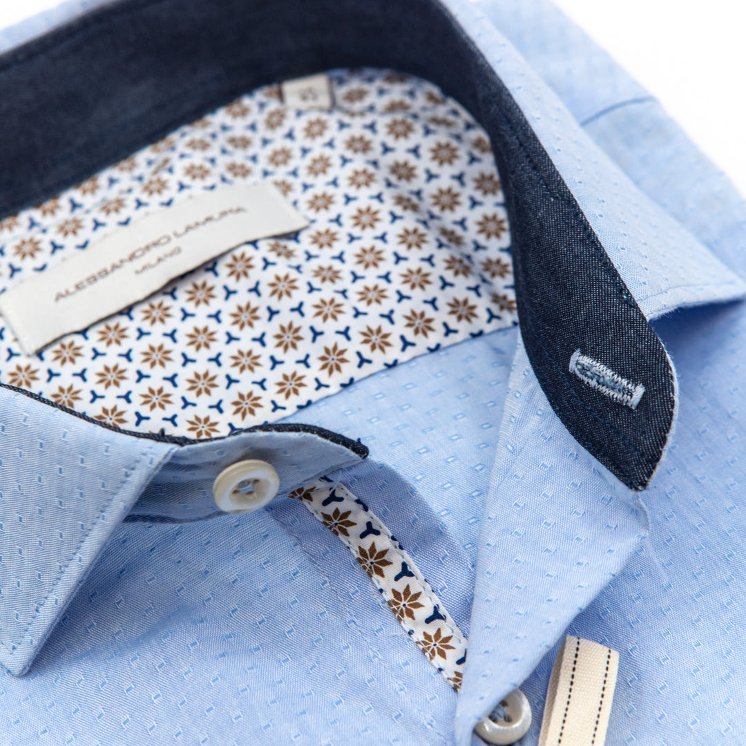 Camicia Azzurra Micro Fantasia