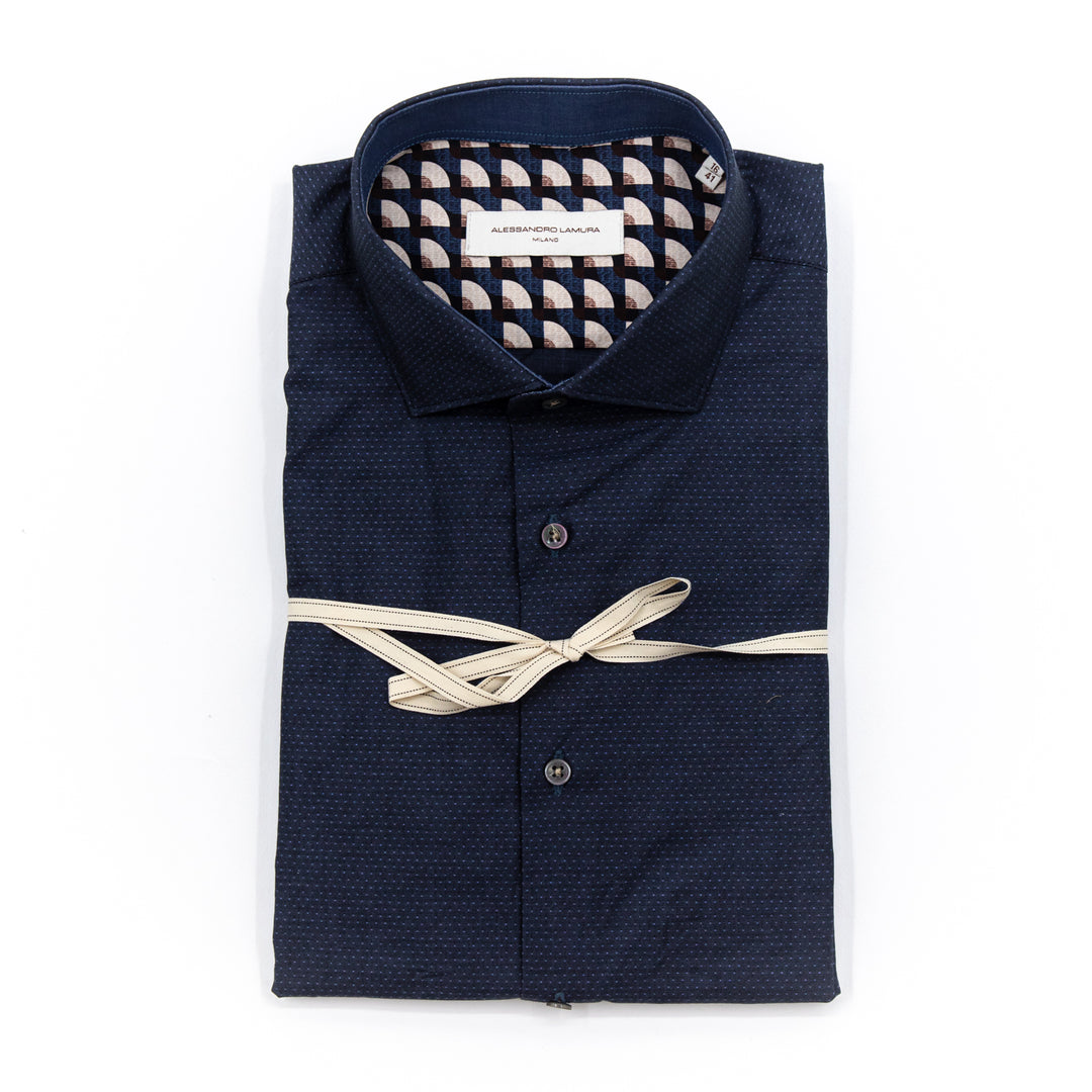 Camicia Blu con Interni Fantasia