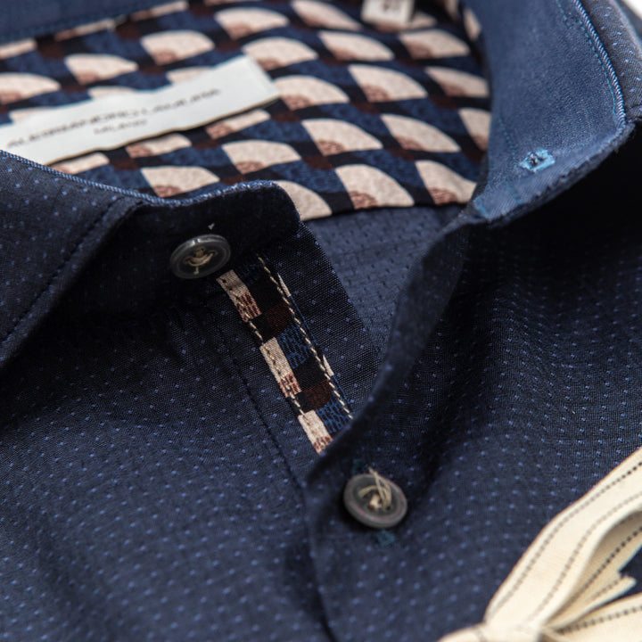 Camicia Blu con Interni Fantasia