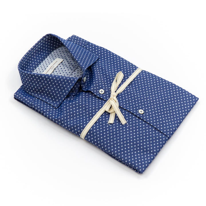 Camicia Fantasia Micro Pois Blu