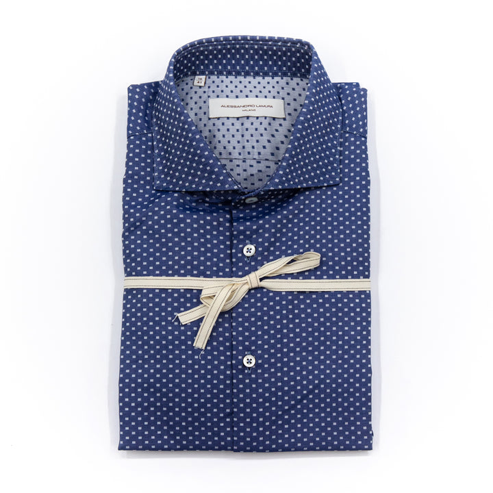 Camicia Fantasia Micro Pois Blu