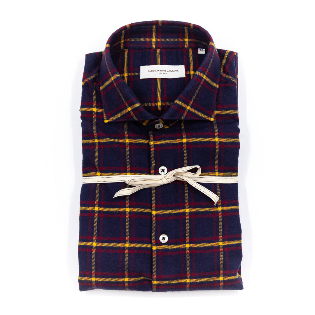 Camicia Scozzese Blu Bordeaux