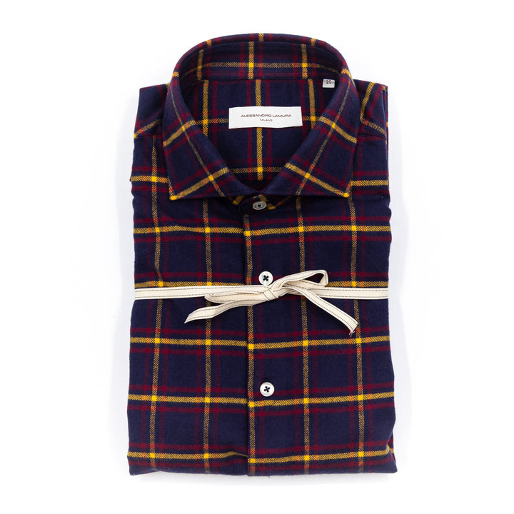 Camicia Scozzese Blu Bordeaux