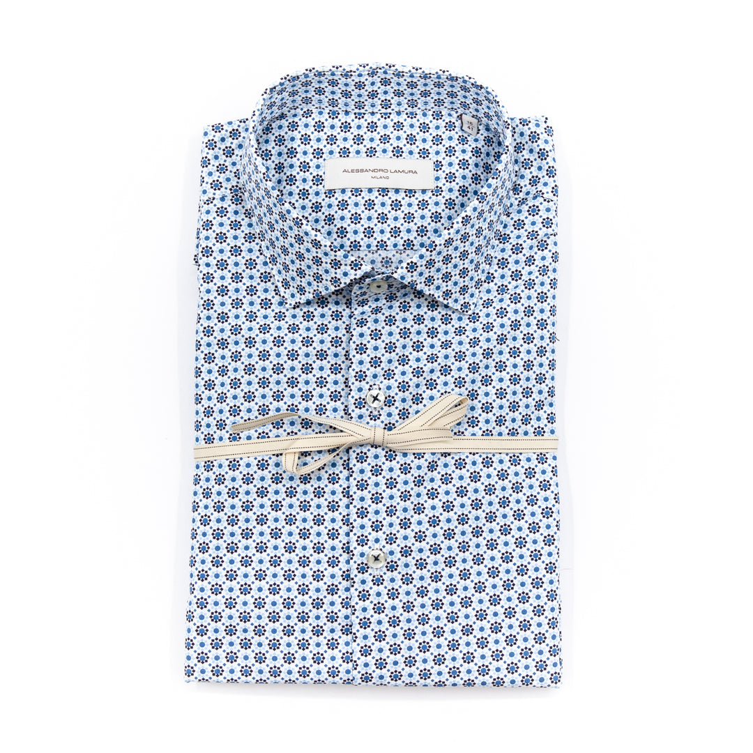 Camicia Fantasia Geometrica Blu