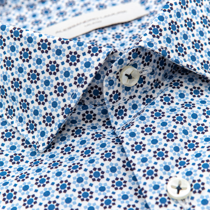 Camicia Fantasia Geometrica Blu