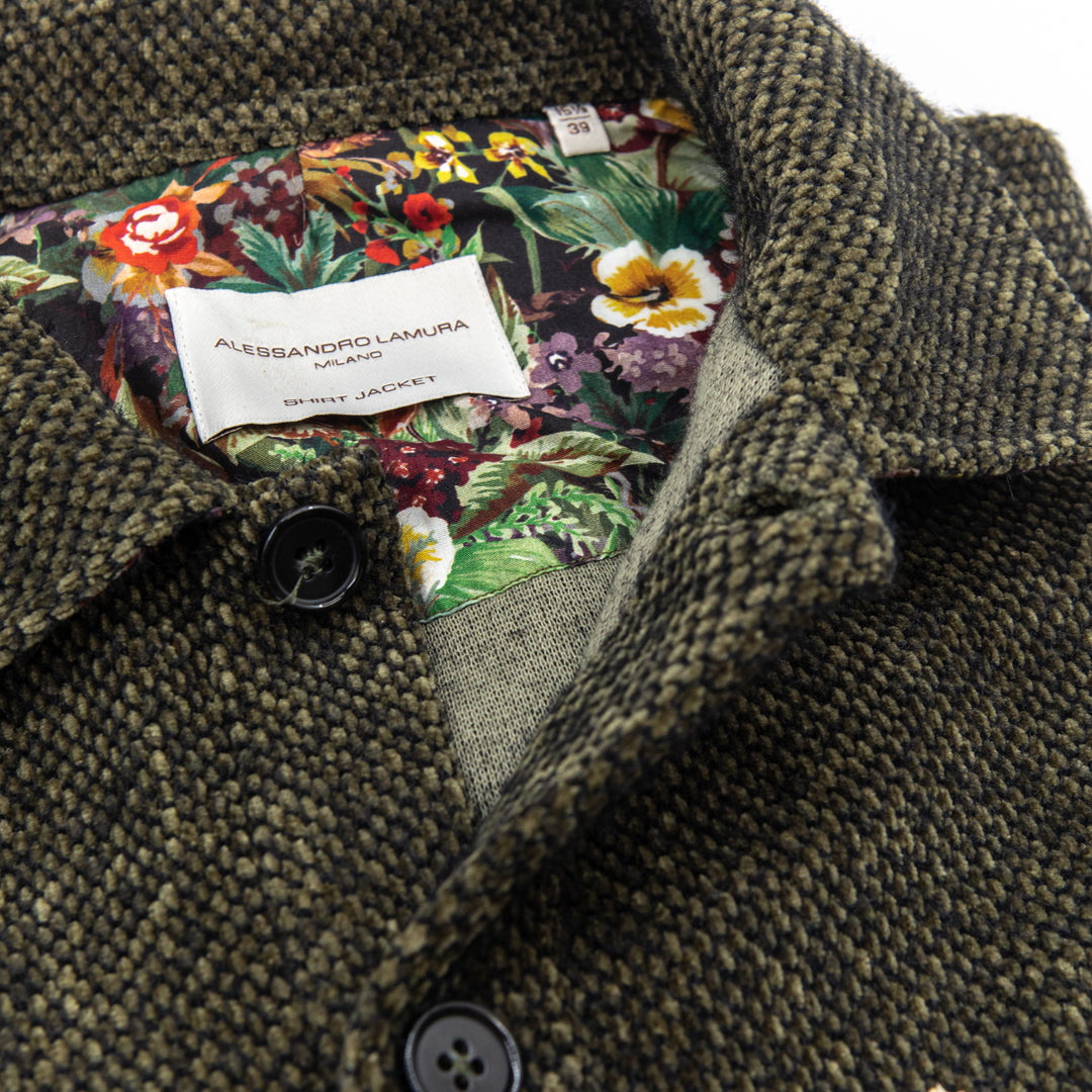 Giacca-Camicia in Bouclé Verde Bosco