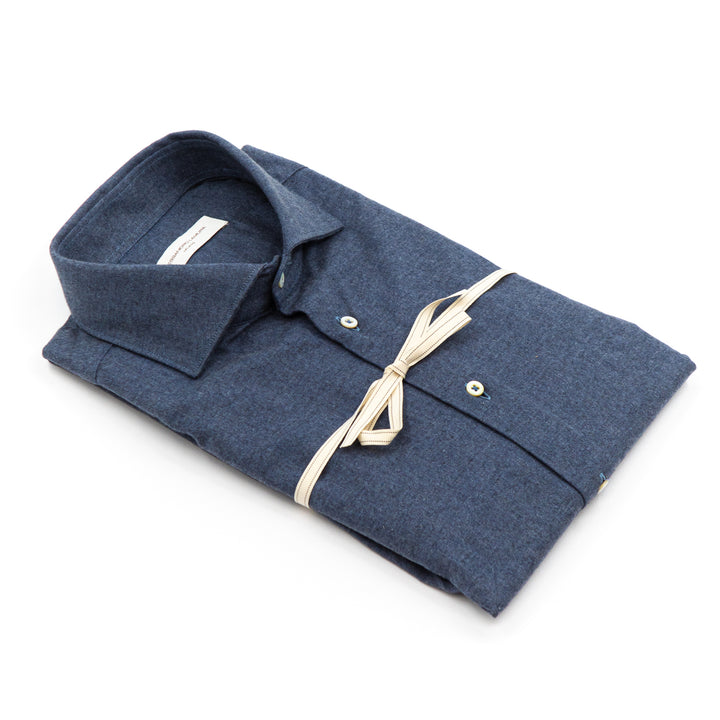 Camicia Tessuto Flanellato Blu Scuro