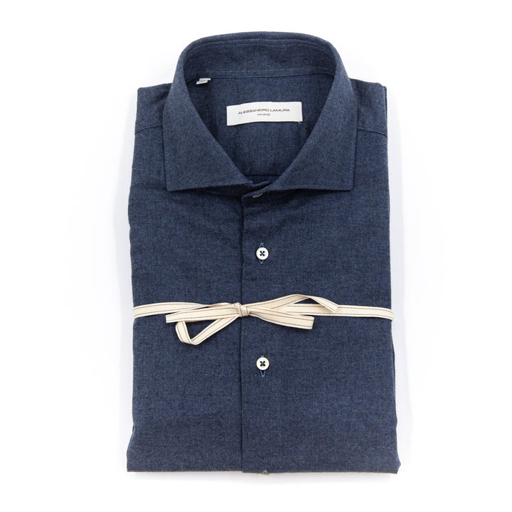 Camicia Tessuto Flanellato Blu Scuro