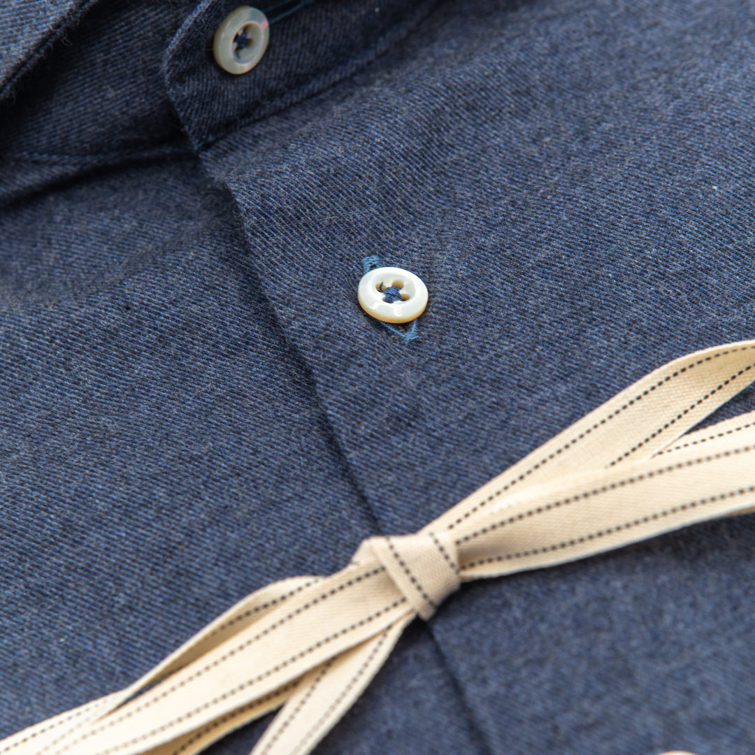 Camicia Tessuto Flanellato Blu Scuro
