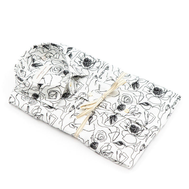 Camicia Fantasia Floreale Bianco/Nero