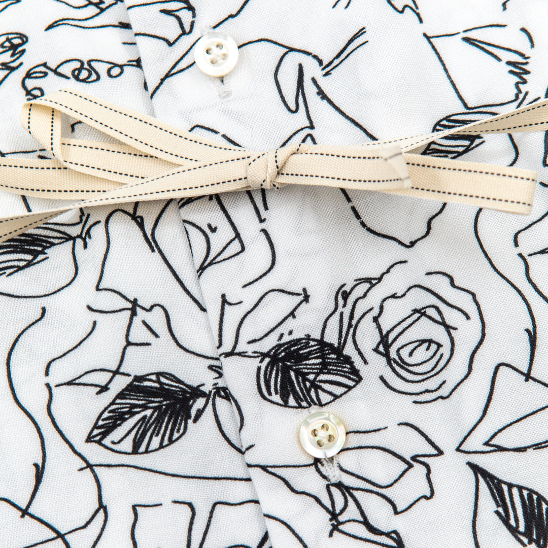 Camicia Fantasia Floreale Bianco/Nero