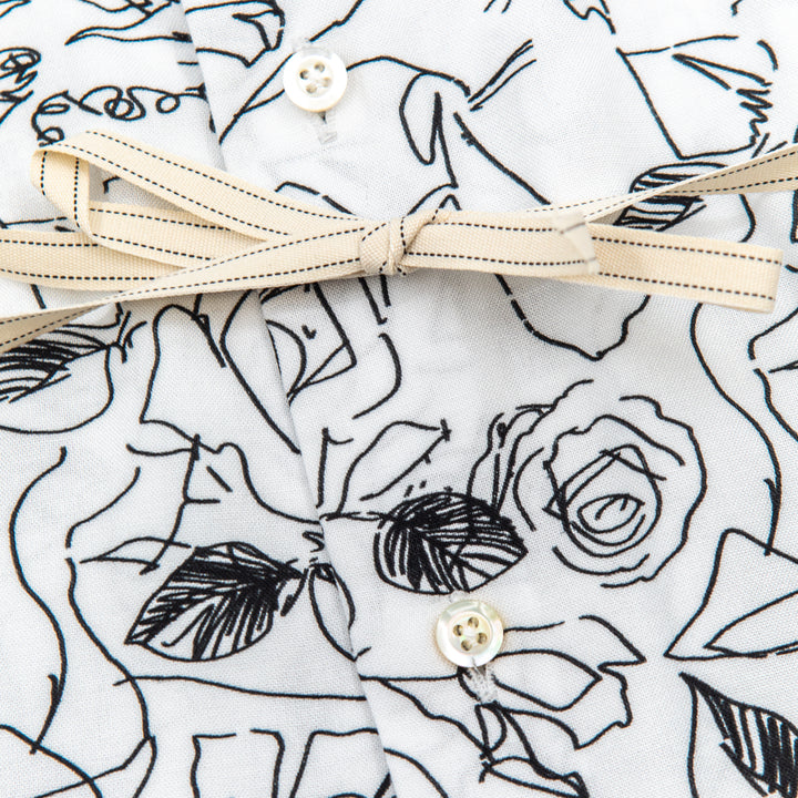 Camicia Fantasia Floreale Bianco/Nero