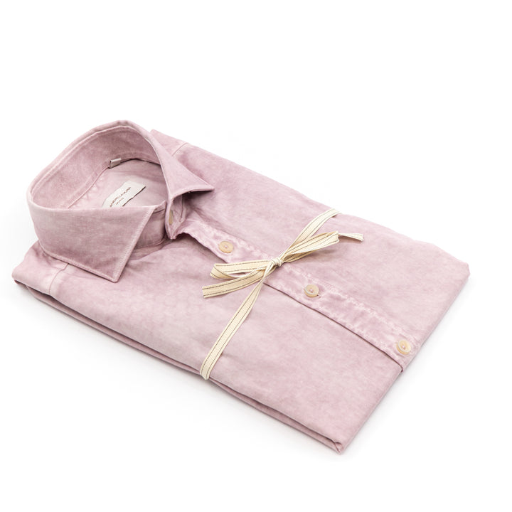 Camicia Rosa Lavata Effetto Vintage