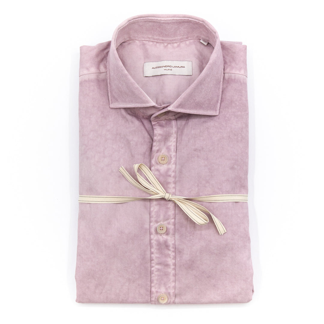 Camicia Rosa Lavata Effetto Vintage