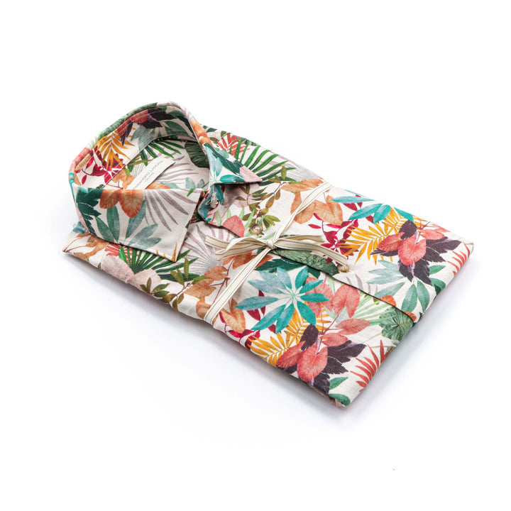 White Shirt Embroidered with Black Floral Details
