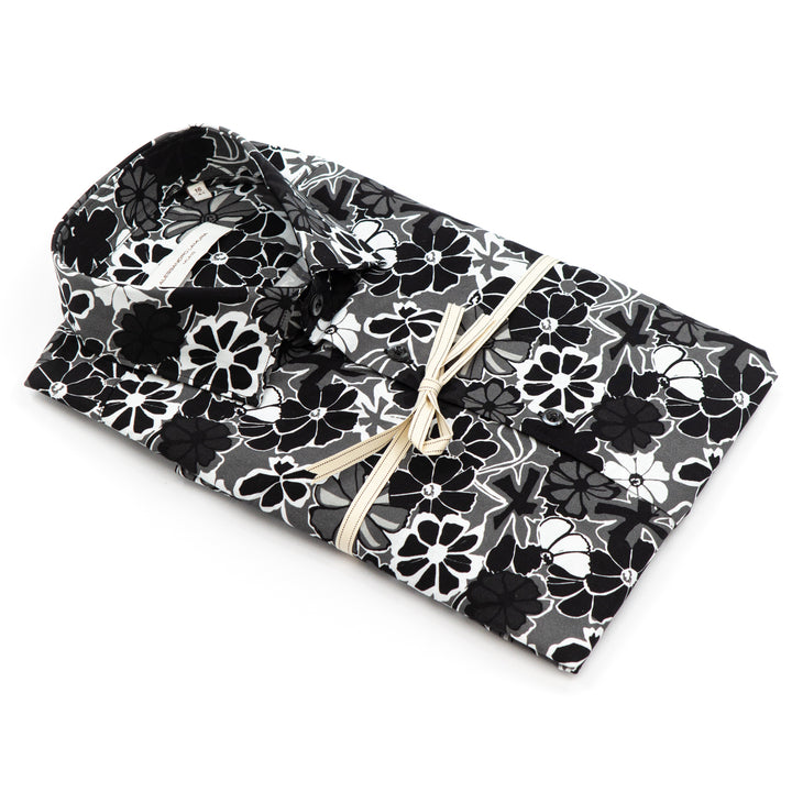 Camicia Fantasia Floreale in Bianco e Nero