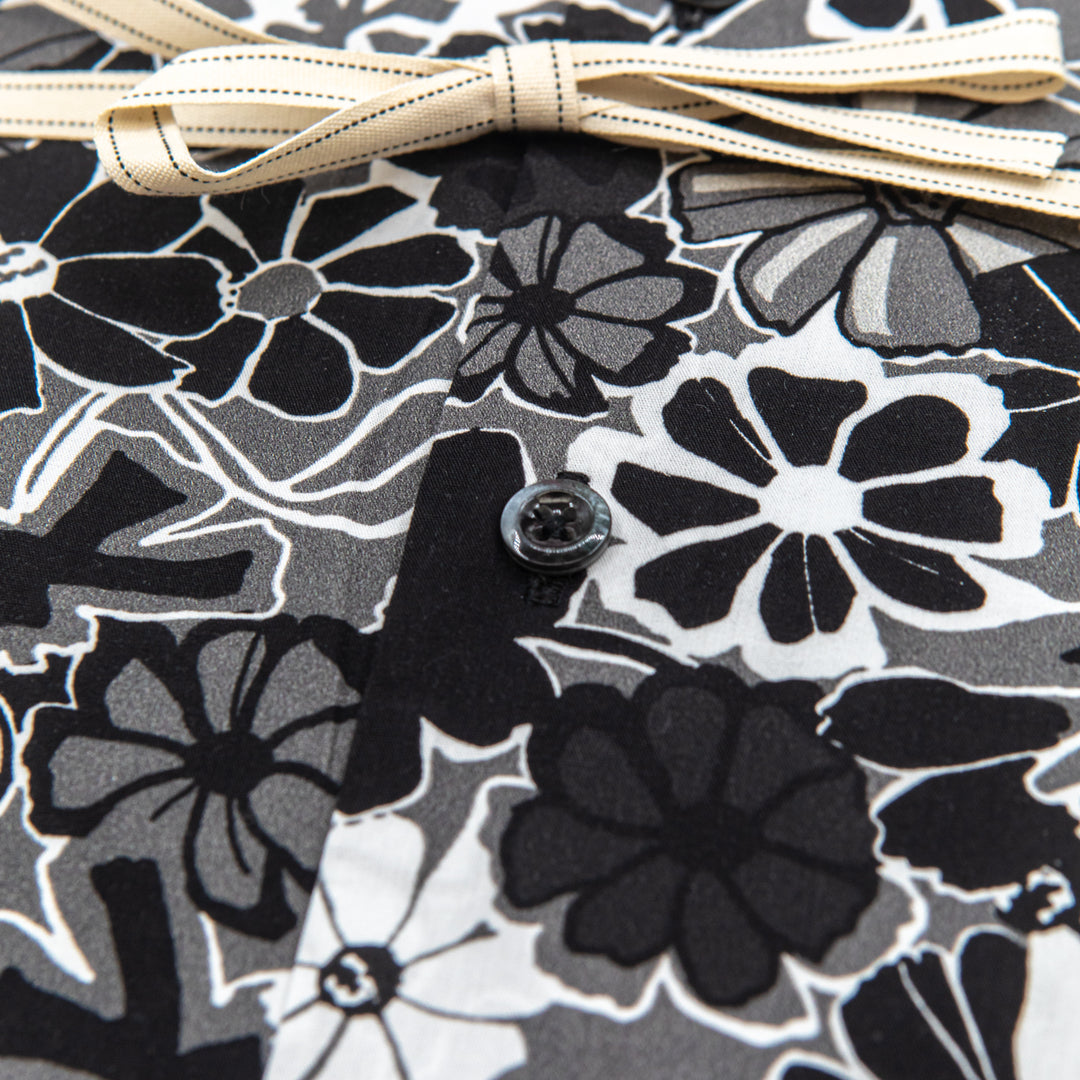 Camicia Fantasia Floreale in Bianco e Nero