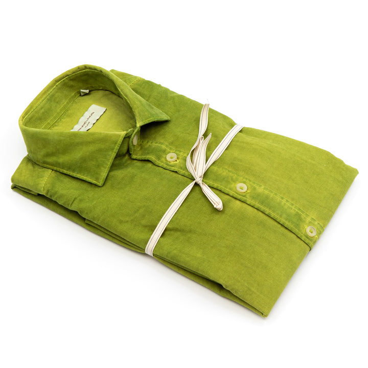 Camicia in velluto a coste verde lime