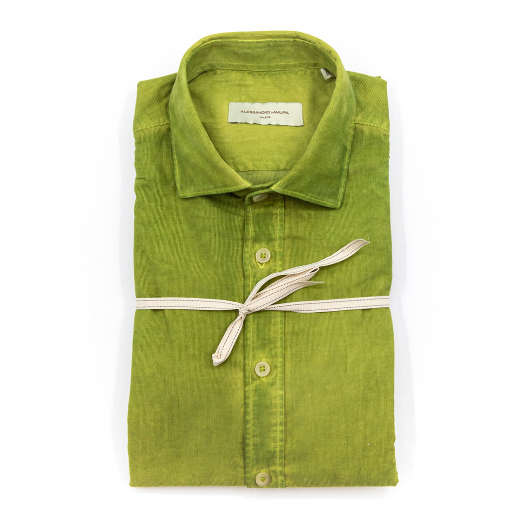 Camicia in velluto a coste verde lime