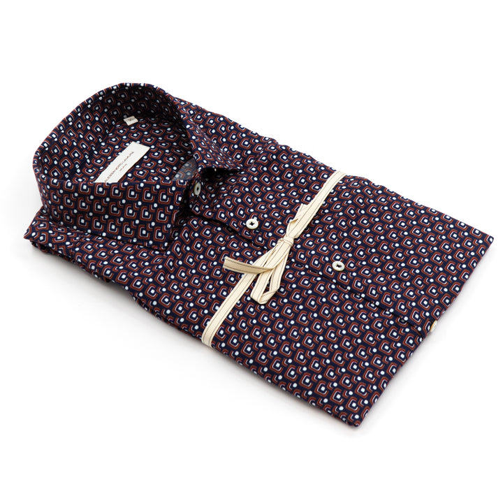 Camicia Fantasia Geometrica Bordeaux