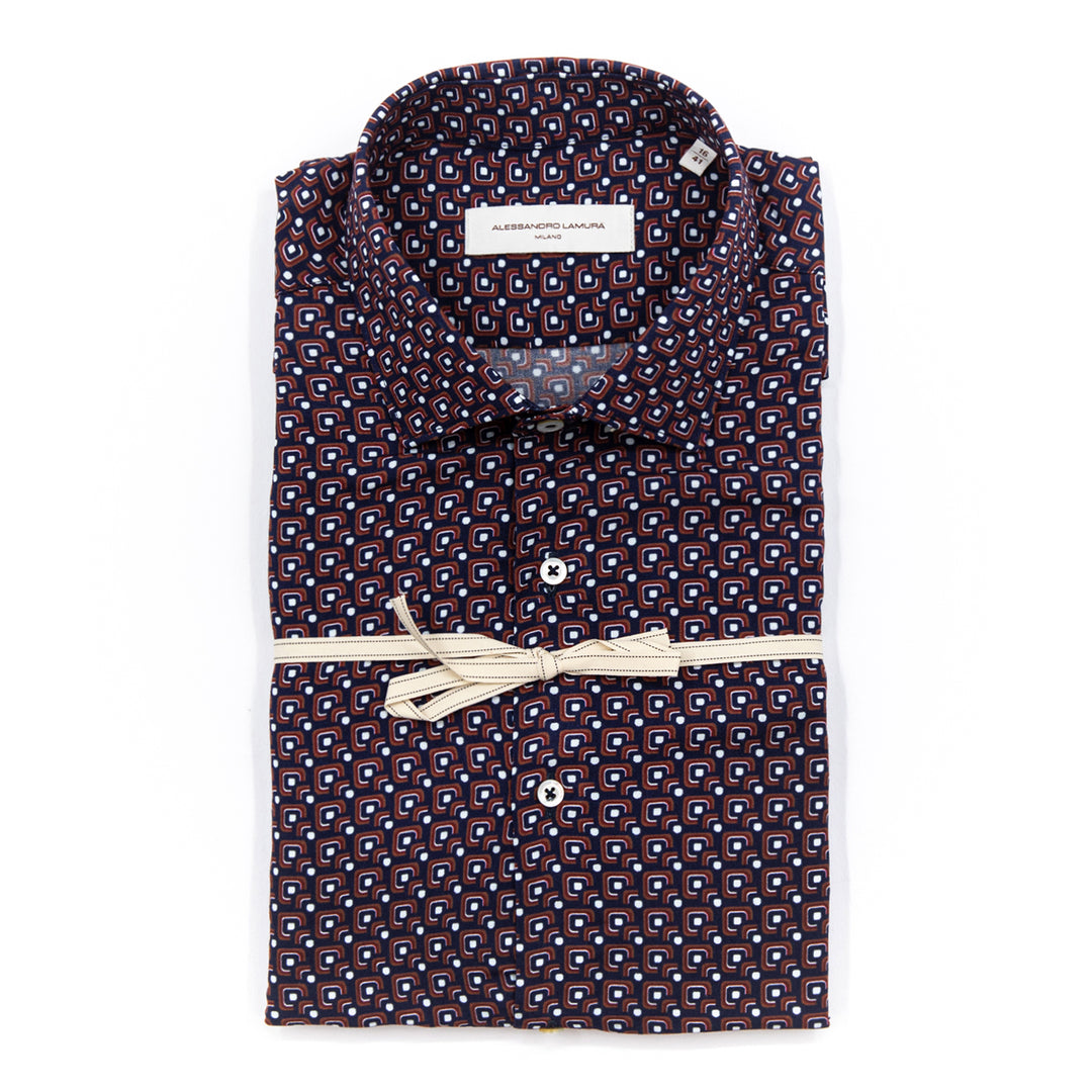 Camicia Fantasia Geometrica Bordeaux