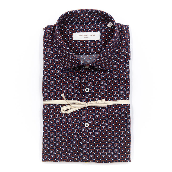 Camicia Fantasia Geometrica Bordeaux