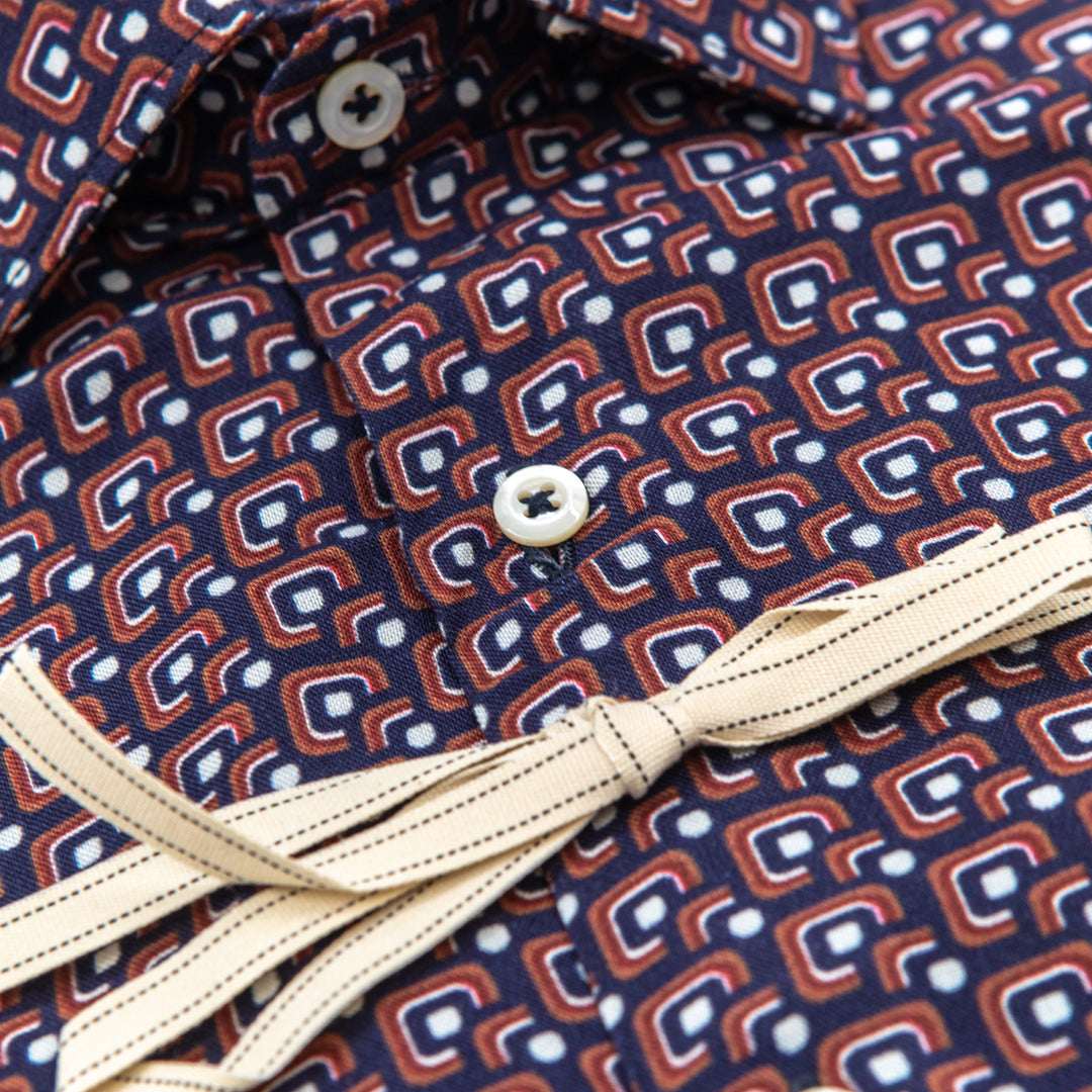 Camicia Fantasia Geometrica Bordeaux