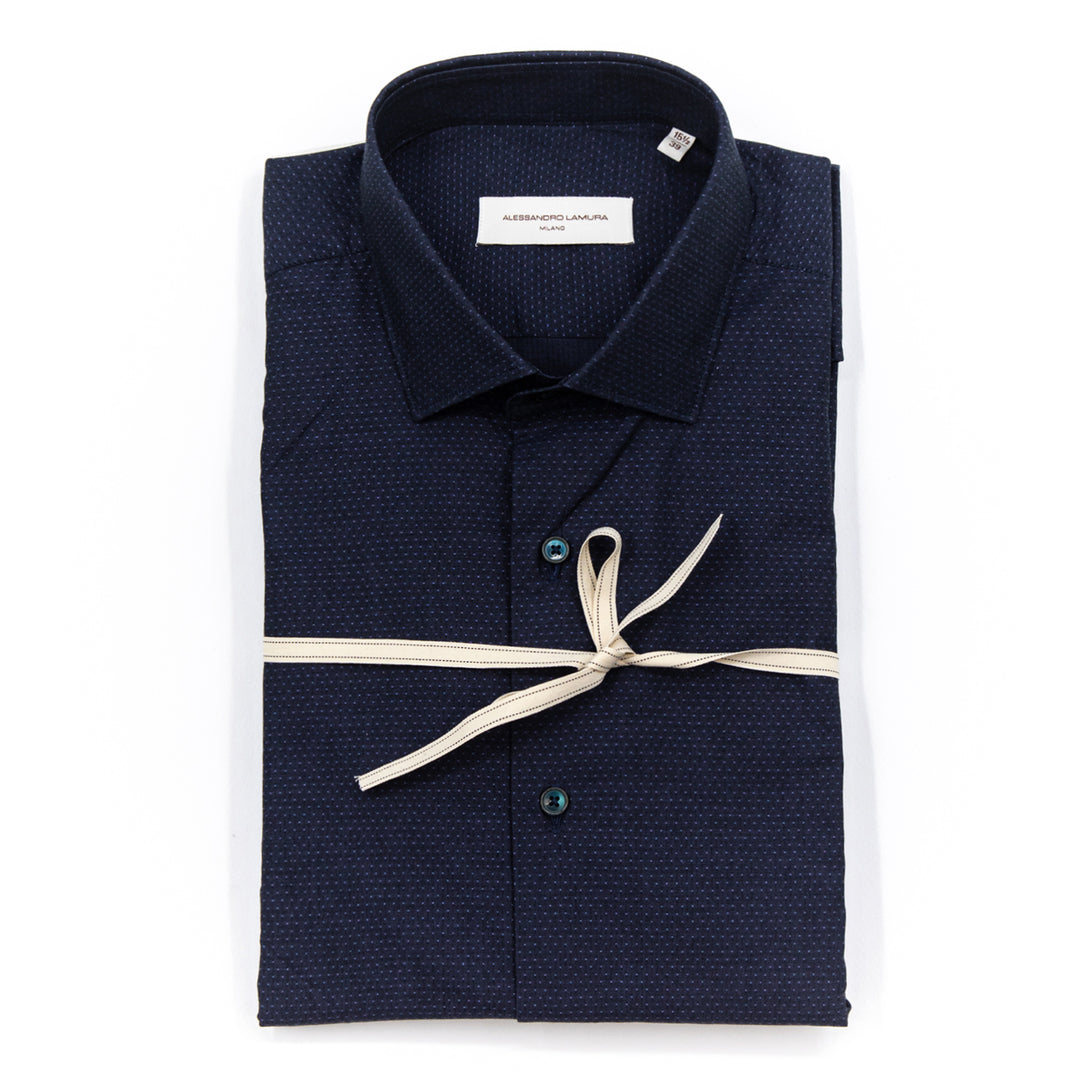 Camicia Microdisegno Blu Notte